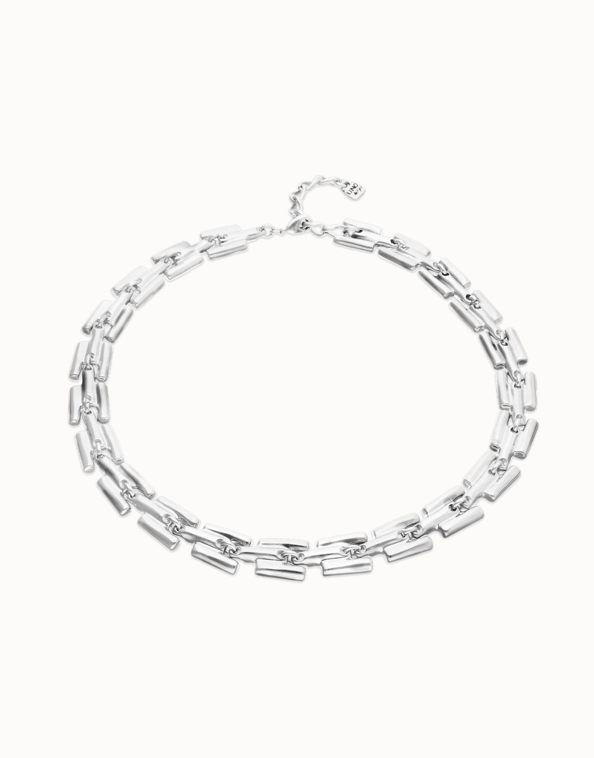 Uno de 50 Mixed Square Link Chain Necklace Roots Collection, Colour: Silver
