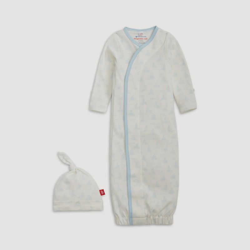 Blue Tiny Tides Magnetic Gown &amp; Hat Set