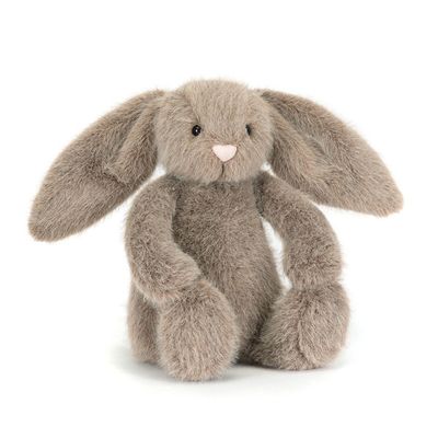 Jellycat Fawn Flufflet bunny soft plush toy with tan and white coloring on a neutral background