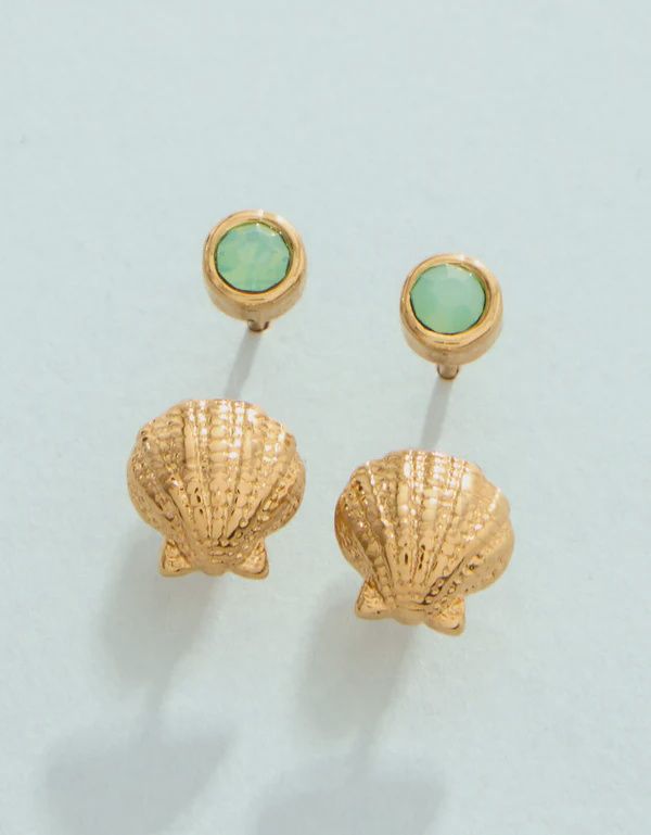 Little Shell Stud Earrings Set Sea Foam