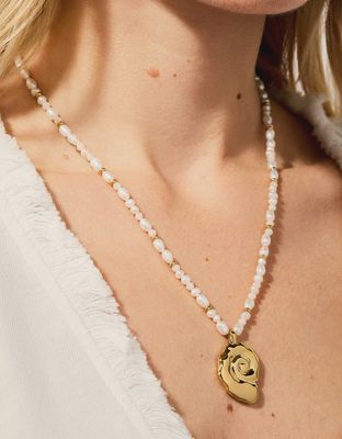 Harp Shell Necklace 18" Pearl