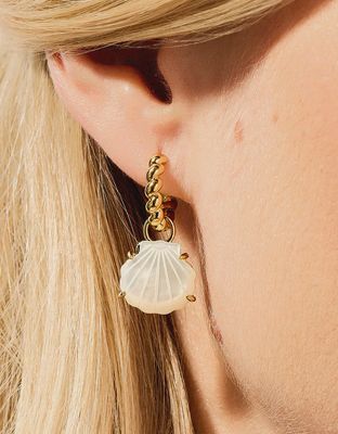 Carved Shell Convertible Hoop Earrings Mother-of-Pearl