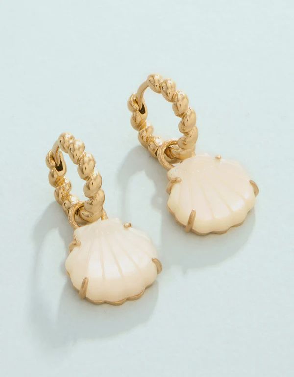 Carved Shell Convertible Hoop Earrings Mother-of-Pearl