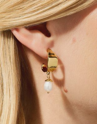 Harbor Island Hoop Earrings Pearl