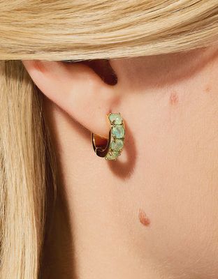 Ardsley Gem Hoop Earrings Teal 14mm