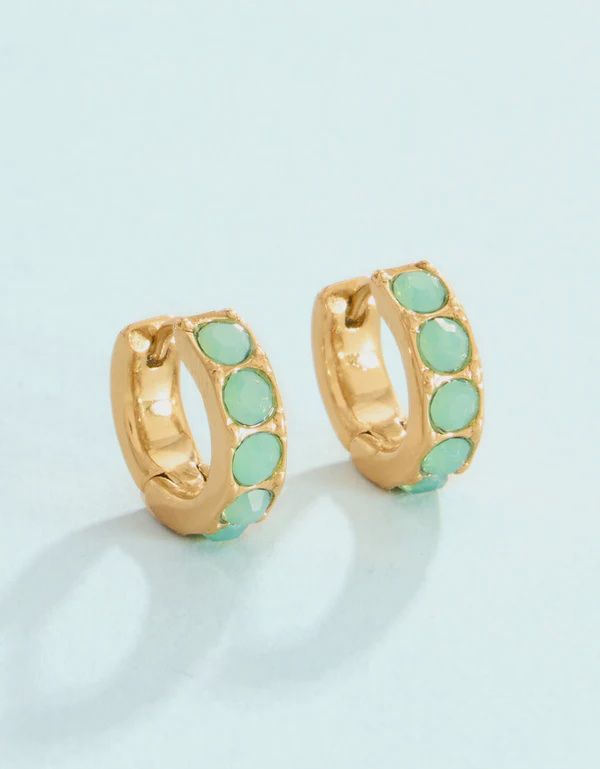 Ardsley Gem Hoop Earrings Teal 14mm