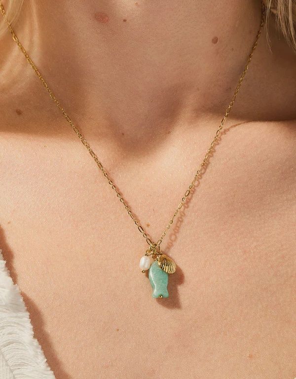 Skipjack Fish Necklace 17" Amazonite
