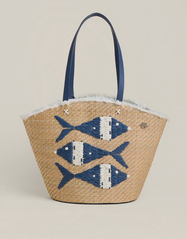 Straw Fringe Tote Flagler Resort Fish