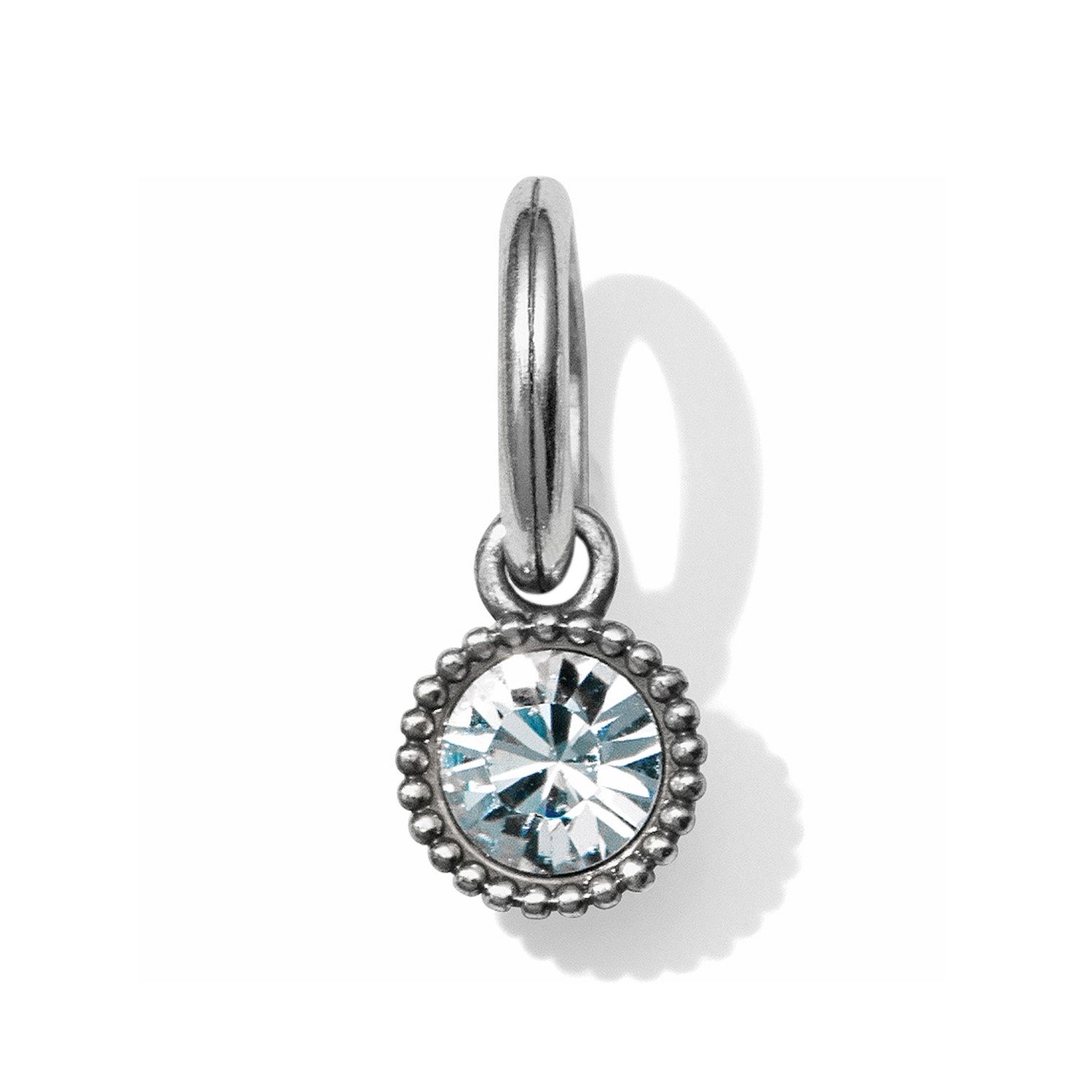 Crystal Glitz Birthstone Amulet Charm, Colour: Silver