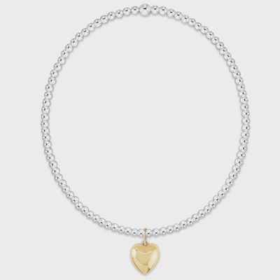 Classic Mixed Metal 2mm Bracelet - Love Plush Small Gold Charm