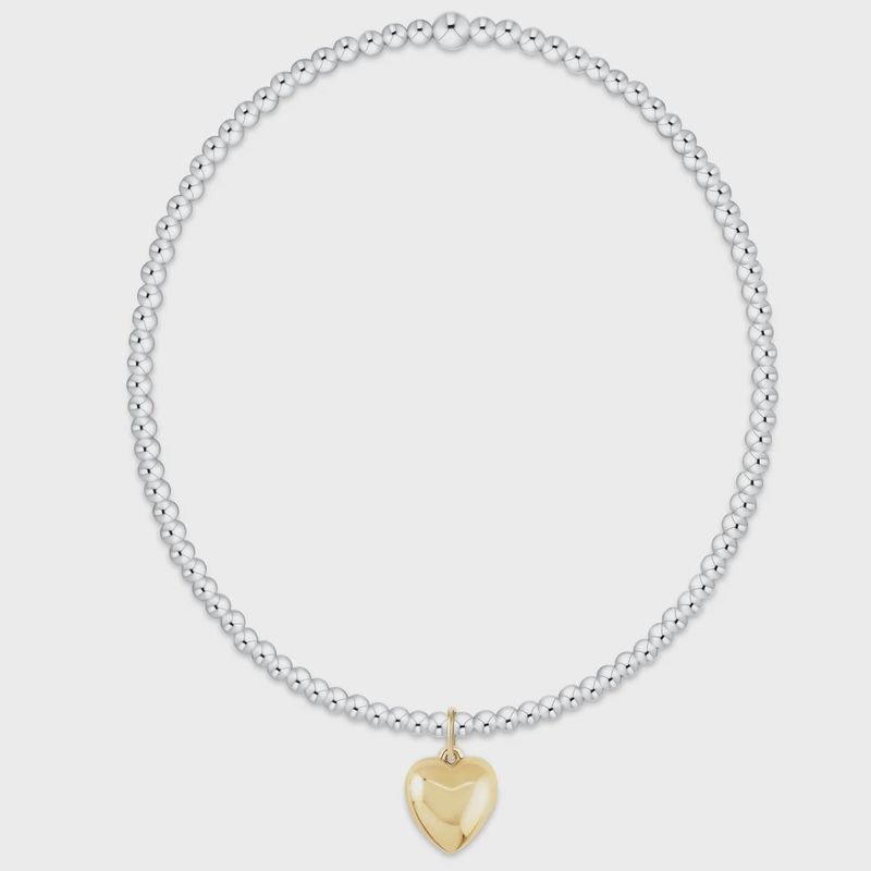 Classic Mixed Metal 2mm Bracelet - Love Plush Small Gold Charm