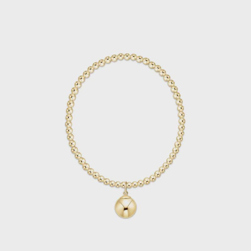 Classic Gold 3mm Bracelet - Classic Gold 10mm Charm