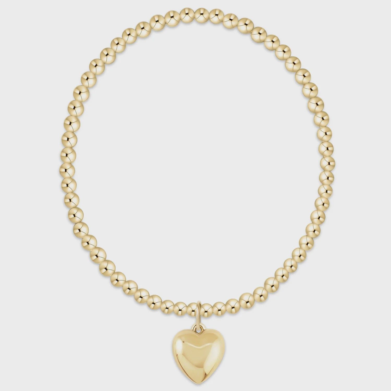Classic Gold 3mm Bracelet - Love Plush Gold Charm