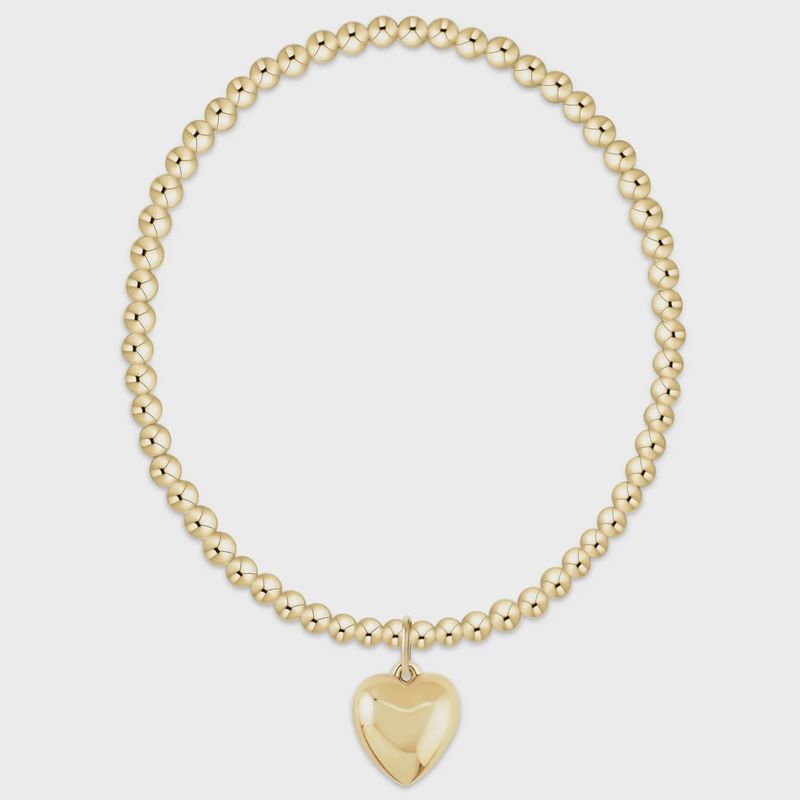 Classic Gold 3mm Bracelet - Love Plush Gold Charm