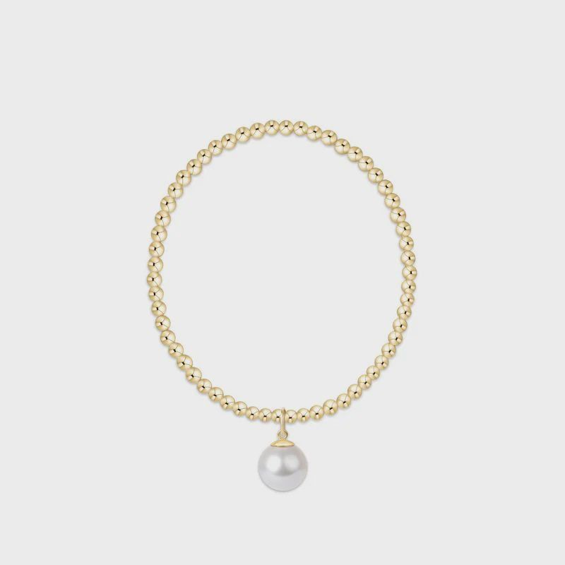 Classic Gold 3mm Bracelet - Classic Pearl 10mm Charm