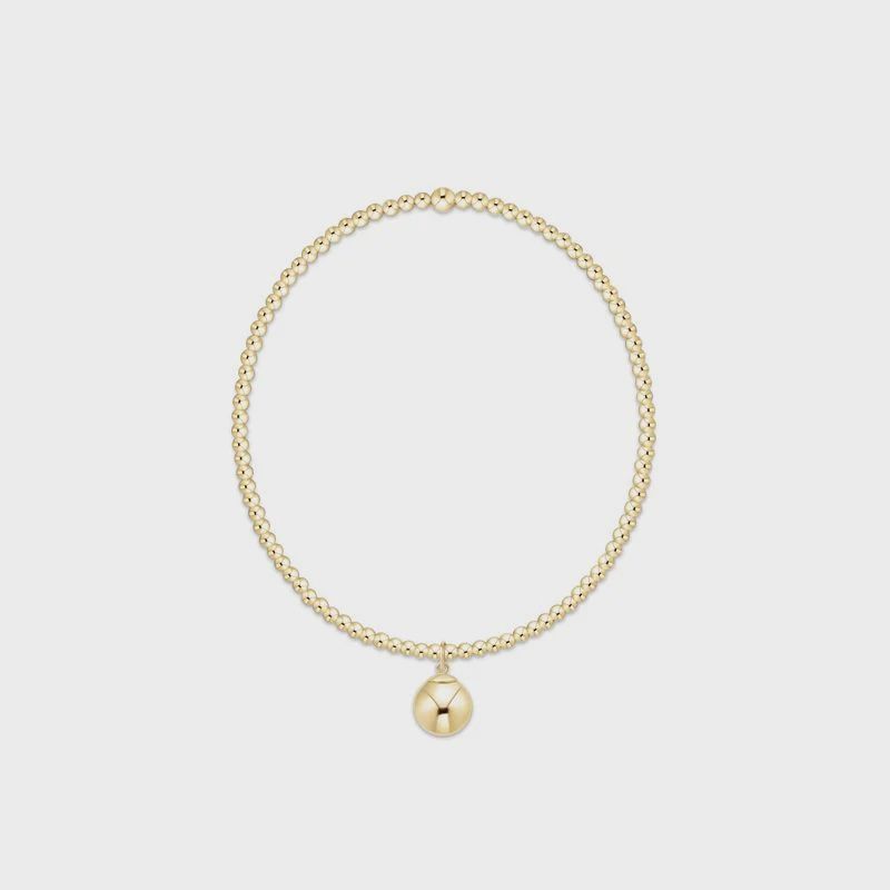 Classic Gold 2mm Bracelet - Classic Gold 8mm Charm