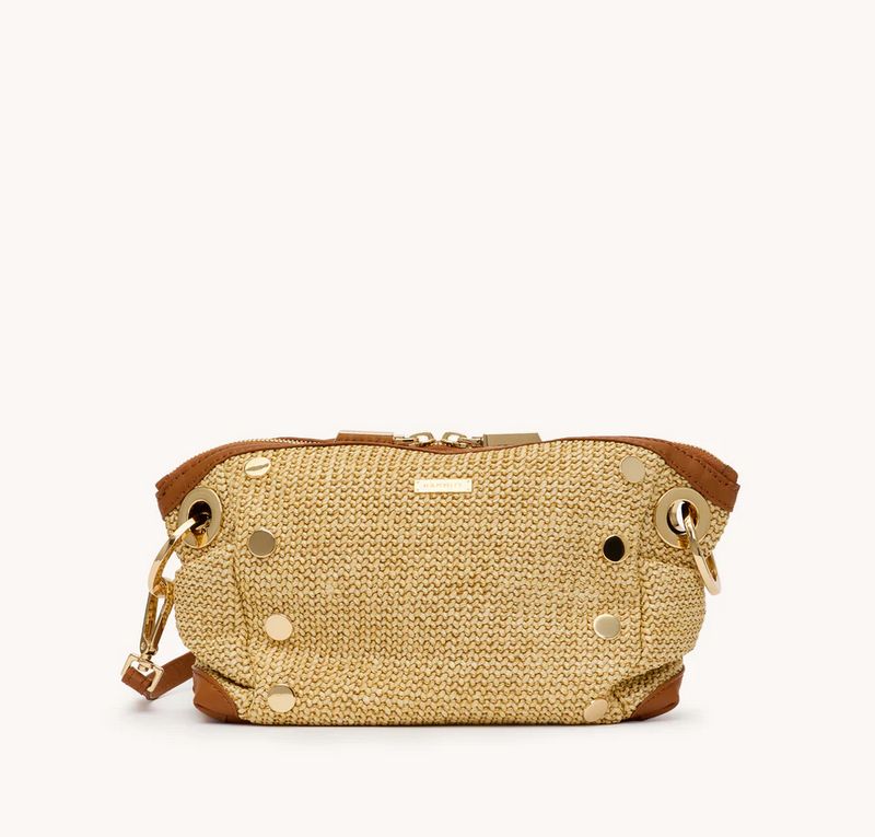 Daniel Crossbody Clutch Sml - Cocoa Raffia/Gold
