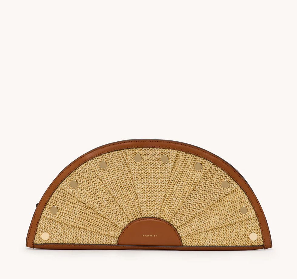 Shelley Clutch - Cocoa Raffia/Gold