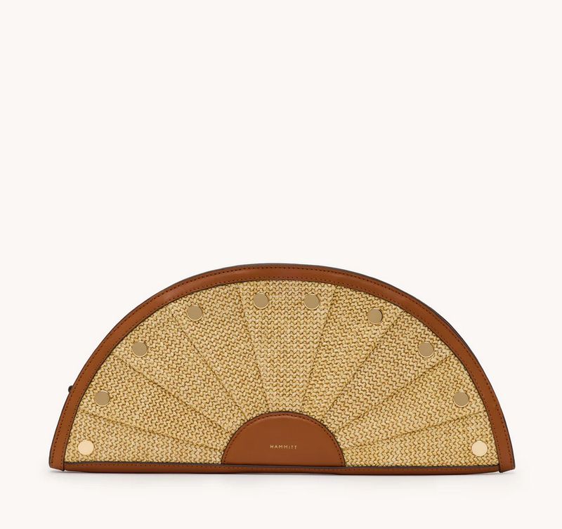 Shelley Clutch - Cocoa Raffia/Gold