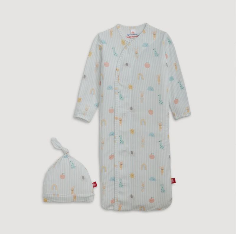 Lullaby Sky Blue Magnetic Gown &amp; Hat Set (NB-3M)