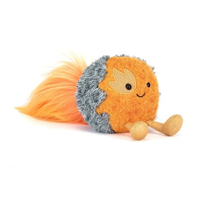 Jellycat Amuseables Space Comet plush toy on neutral background, soft rounded shape in cosmic colors
