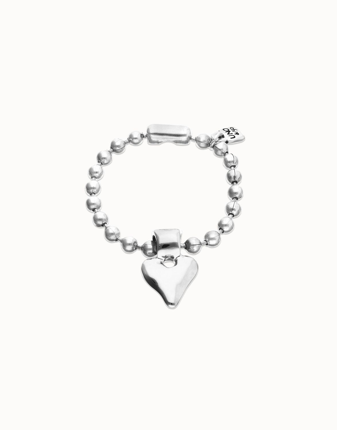 Beat Heart Detail Bead Bracelet, Colour: Silver