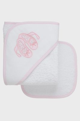 3 Marthas Ballet hooded baby towel and washcloth set in 38x38 size displayed on white background