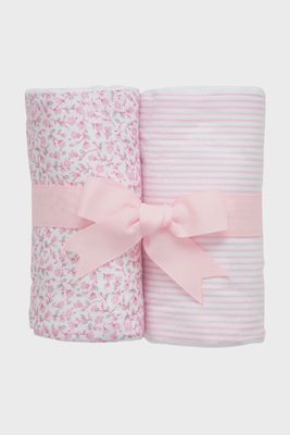 Two 3 Marthas burp cloths with decorative fabric panels displayed on a white background
