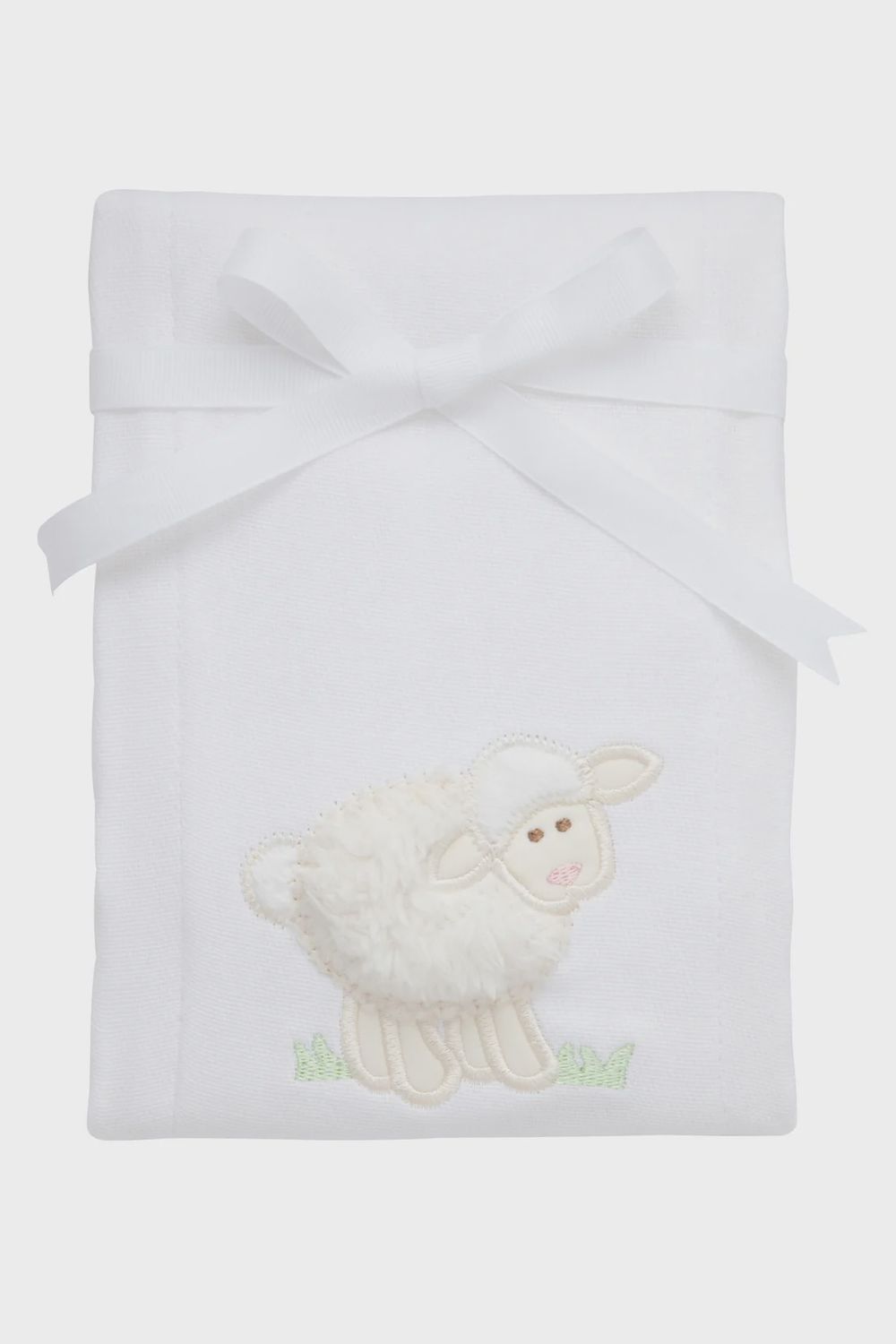 Lamb Applique Burp, White