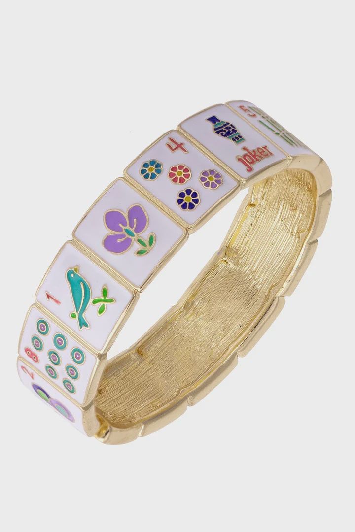 Going Mahjong! Enamel Hinge Bangle in Multi