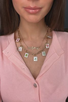 Going Mahjong! Enamel Charm Necklace in Multi