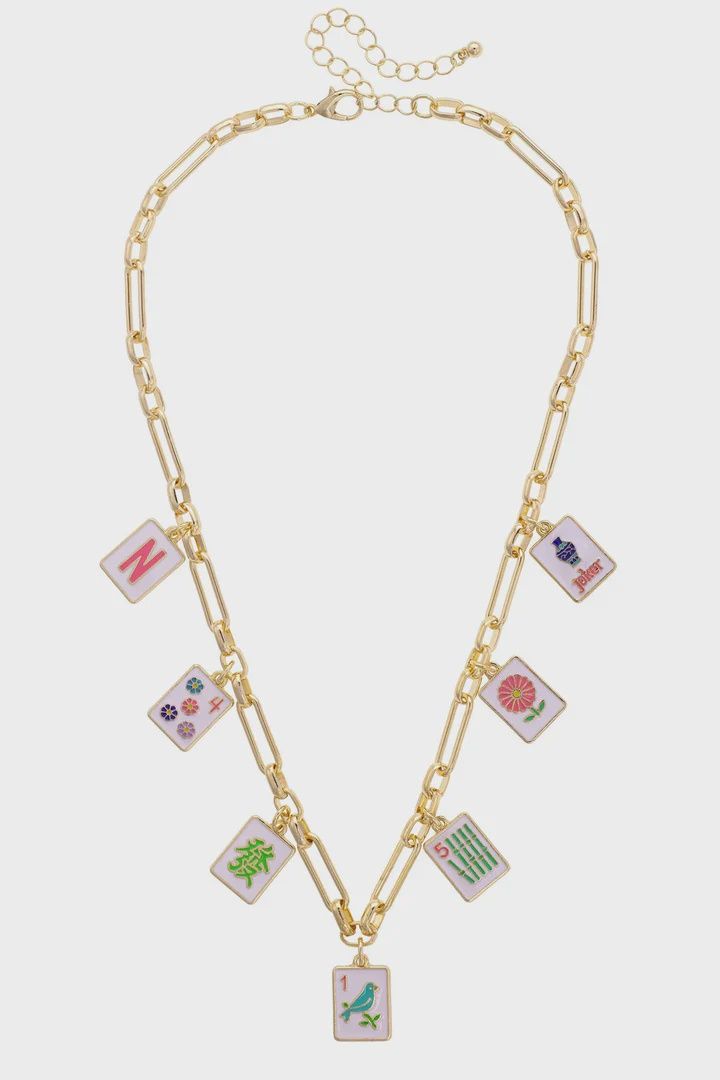 Going Mahjong! Enamel Charm Necklace in Multi