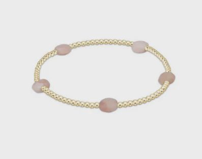 Admire Small Gem 2mm Gold Bracelet - Pink Opal