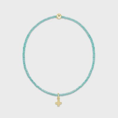 ENEWTON Hope Classic Sea Glass Bracelet in gold with gold cross charm, displayed on white background in studio lighting