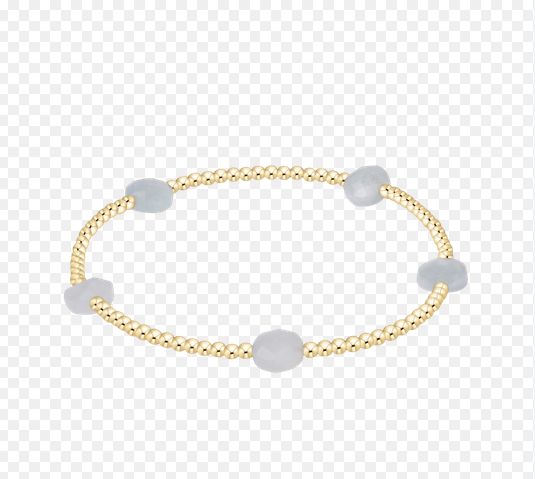 Admire Small Gem 2mm Gold Bracelet - Aquamarine