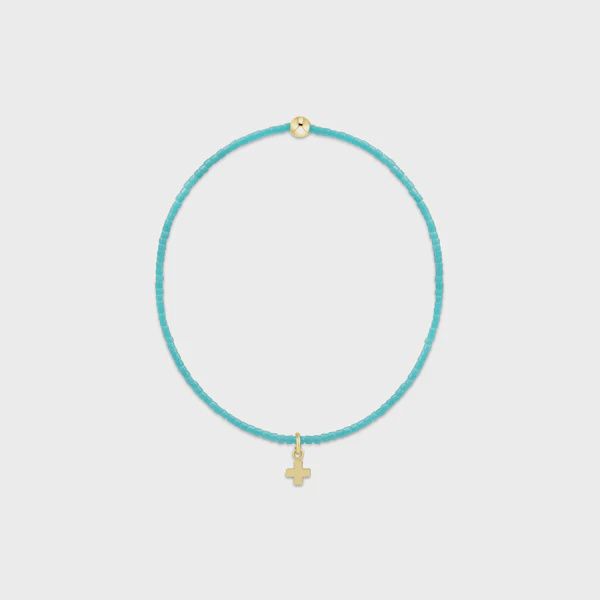 Hope Classic Turquoise Bracelet - Signature Cross Small Gold Charm