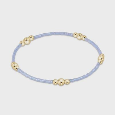 Gold Hope Purpose bracelet with ocean mist beads on white background, studio shot