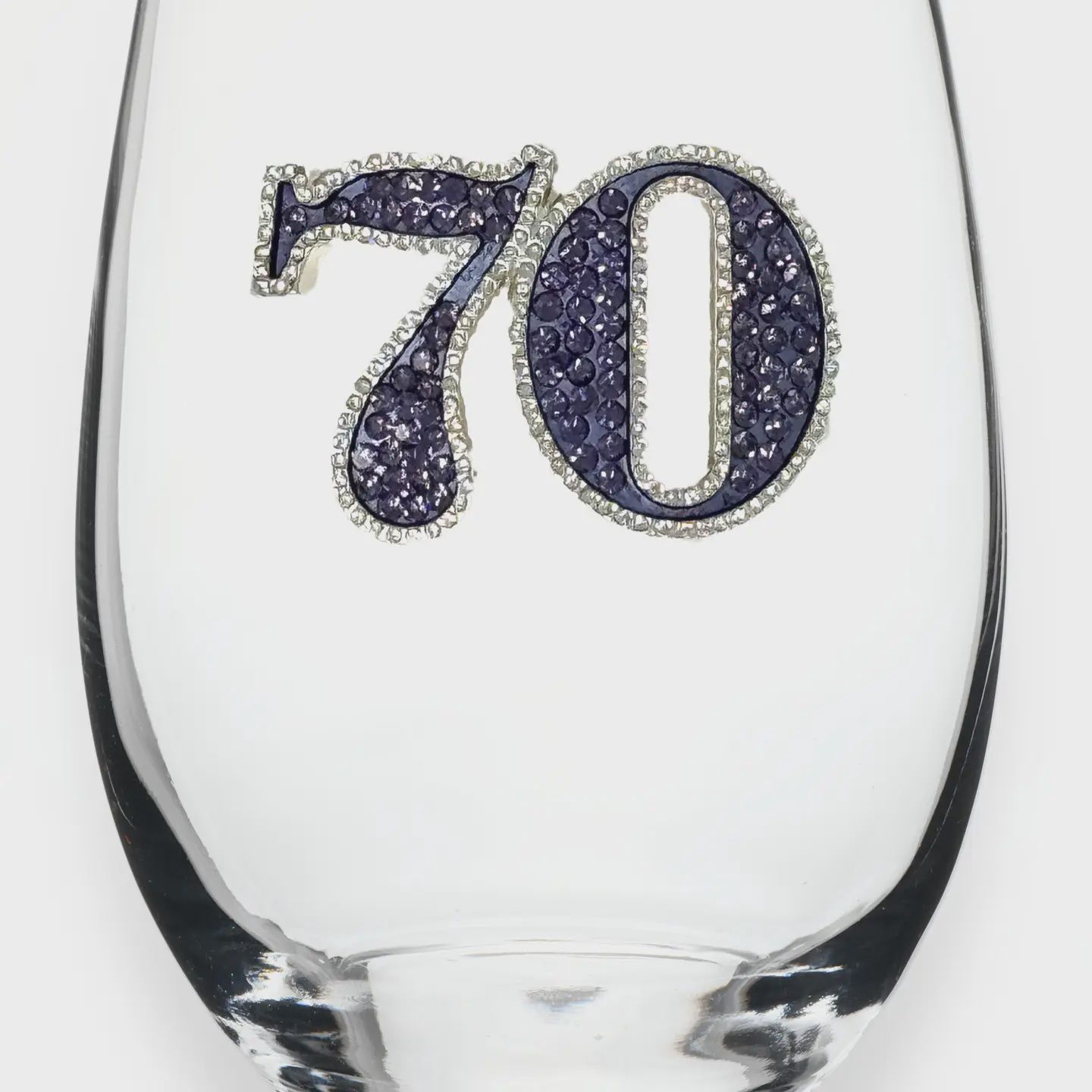 70th Birthday Stemless Wine Glass