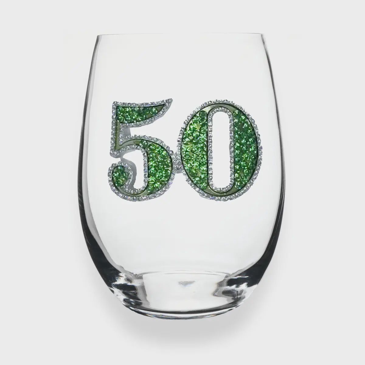 50th Birthday Jeweled Stemless Wine Glass