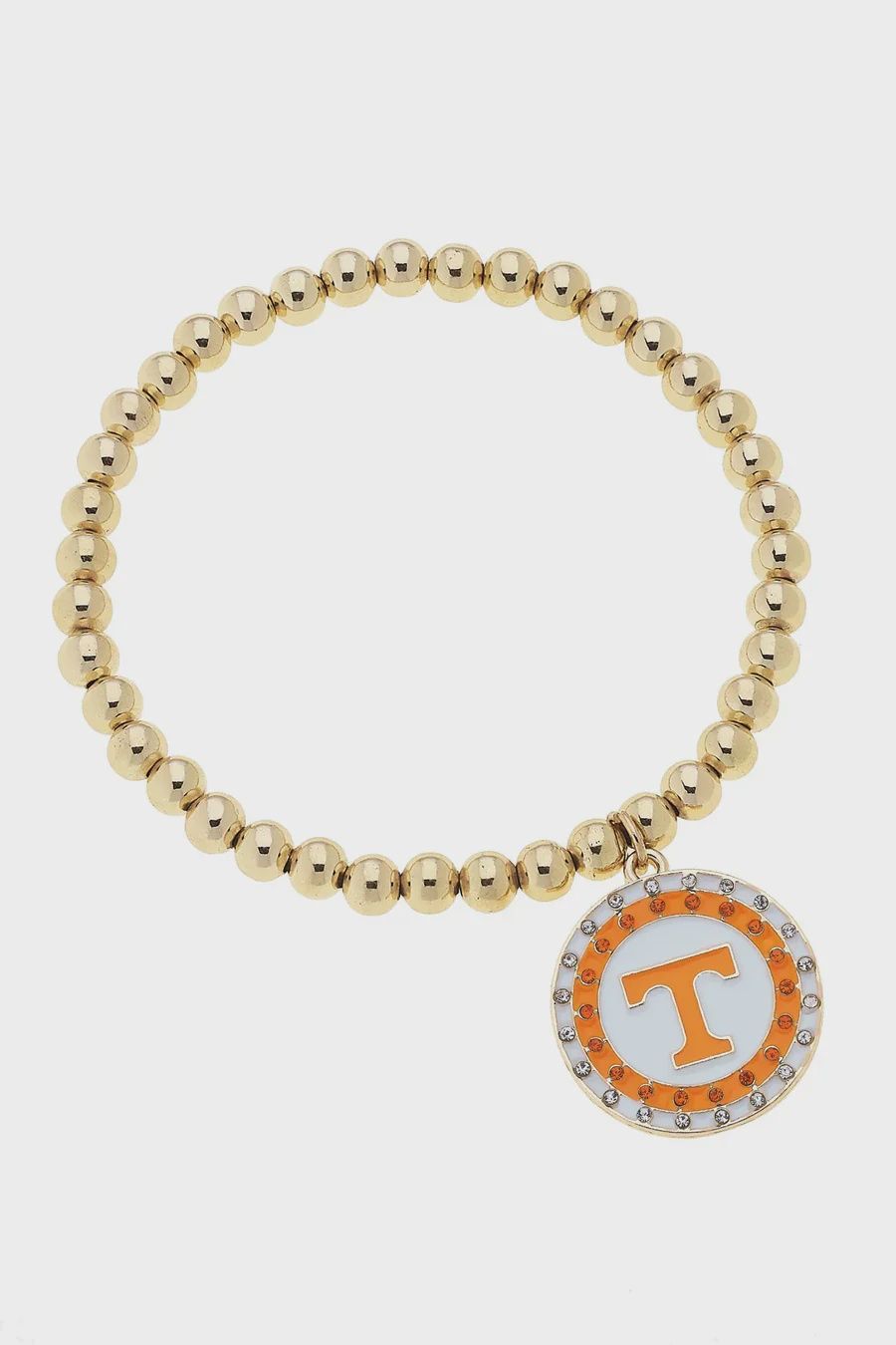 Collegiate Pave Disc Ball Bead Stretch Bracelet, Description: Tennessee