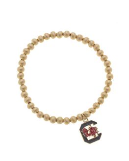 Canvas Ball Bead Stretch Bracelet Satin Gold