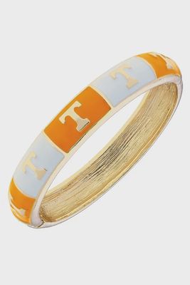 Canvas 18K Gold-Plated Checkered Enamel Hinge Bangle