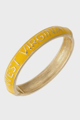 West Virginia Sculpted Enamel Hinge Bangle 18K Gold-Plated