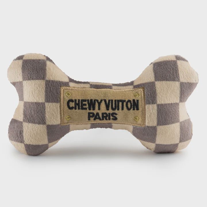 Haute Diggity Dog Chewy Vuiton Checker Plush Squeaky Bone Toy
