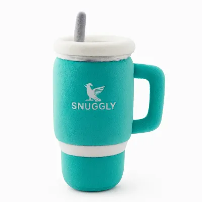Haute Diggity Dog Snuggly Cup Plush Squeaky Dog Toy Teal