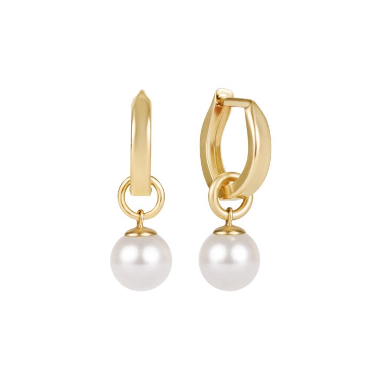 Huggie Gold 0.5" Hoop - Classic Pearl 8mm Charm