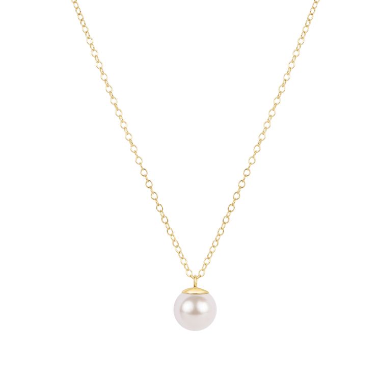 16" Necklace Gold - Classic Pearl 8mm Charm