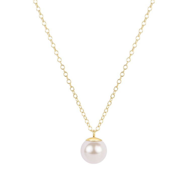 16" Necklace Gold - Classic Pearl 10mm Charm
