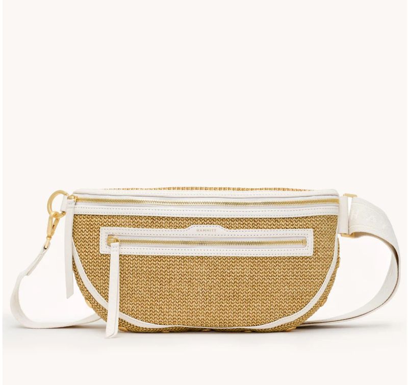Hammitt Charles Large Crossbody Bag Calla Lily White Raffia
