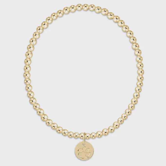 eCOLLEGIATE Classic Gold 3mm Bracelet - Clemson Disc